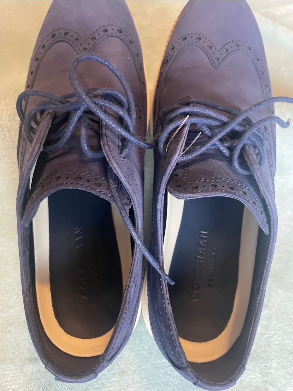 Cole Haan Men's Wingtip Derby in Navy Blue NWOT